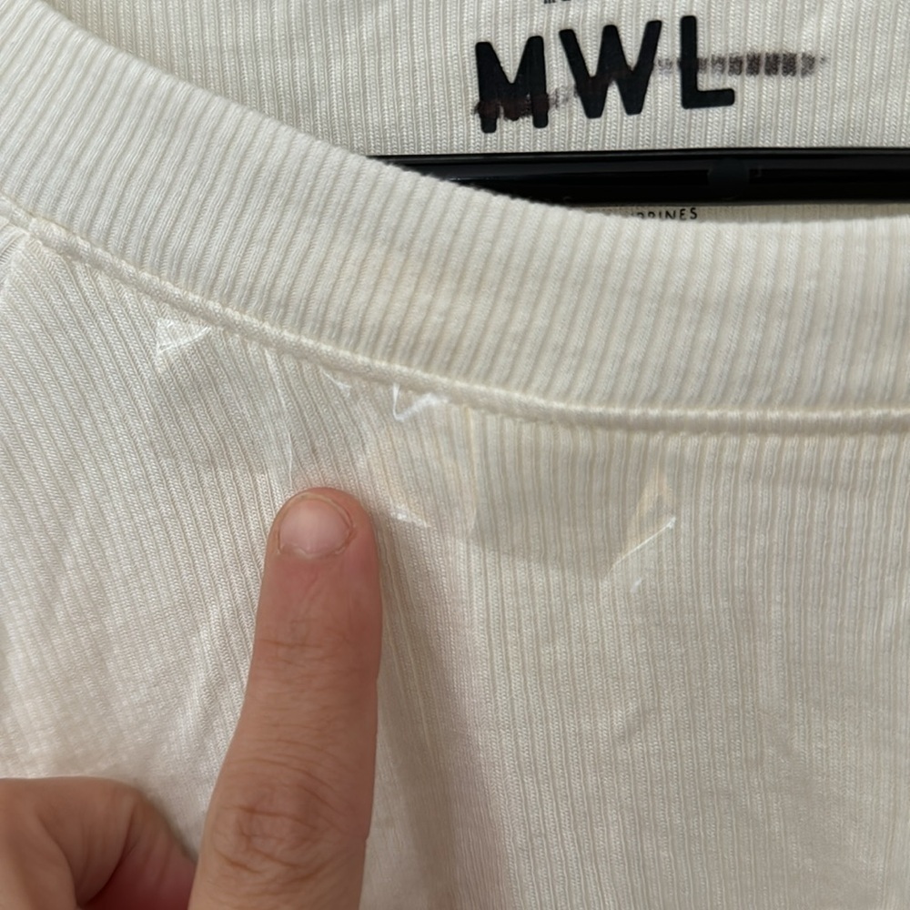 Madewell MWL Lighthouse Cream Off White Super Crop Ribbed Raglan Top XL - Picture 7 of 11